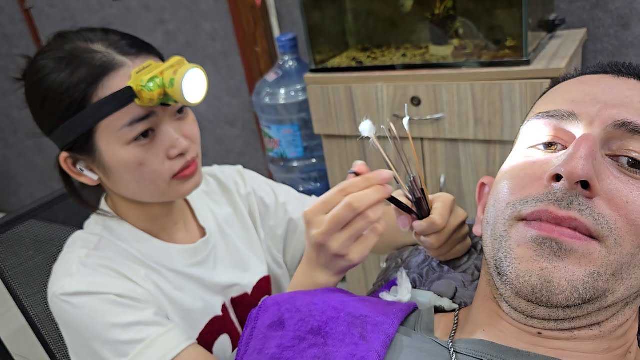 painful ear cleaning in Vietnam sends me to another dimension 🚀👁️ (Insane ASMR shave!)