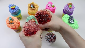 Surprise Toys for Kids and Learn Colors with Play Doh and Squishy Mesh Balls #learncolors