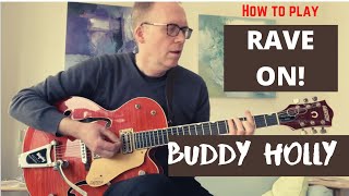 HOW TO PLAY RAVE ON! Buddy Holly Guitar lesson ALL THE PARTS on a Gretsch Nashville 6120 Resimi