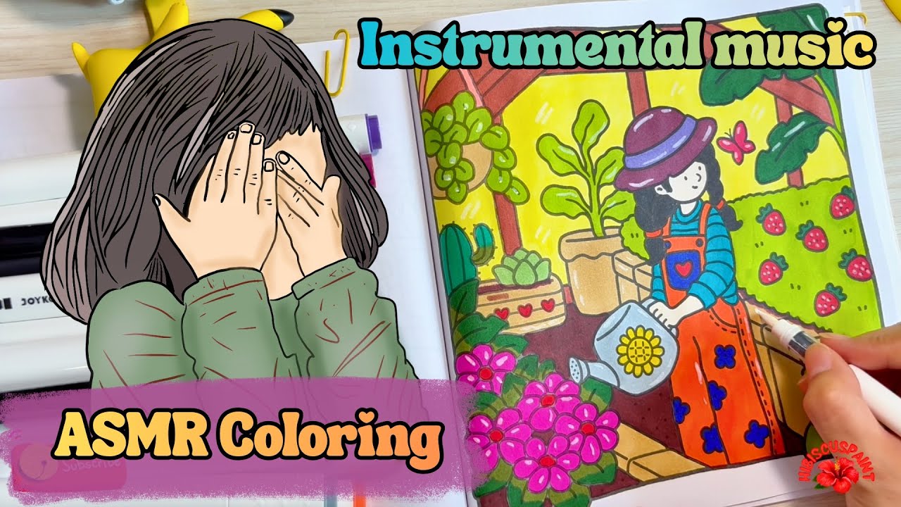 ASMR Cozy Garden Coloring 🍓🌸 | Relaxing Spring Background Music