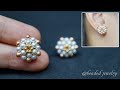 Easy to make elegant pearl beaded stud earrings for beginners