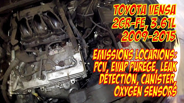 Toyota Venza, 2GR-FE, Emissions Locations: PCV, EVAP Purge, Canister, Oxygen Sensors, Leak Detection