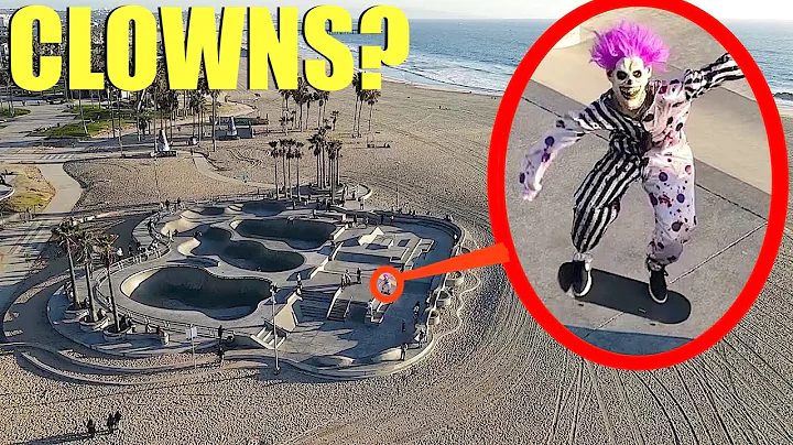 when your drone sees clowns skateboarding at clown state beach, DO NOT approach them! Run Away FAST!