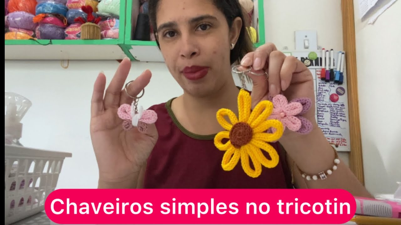 Chaveiros simples no tricotin