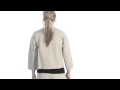 Paperwhite Asymmetrical Crop Jacket - Stretch Cotton, 3/4 Sleeve (For Women)