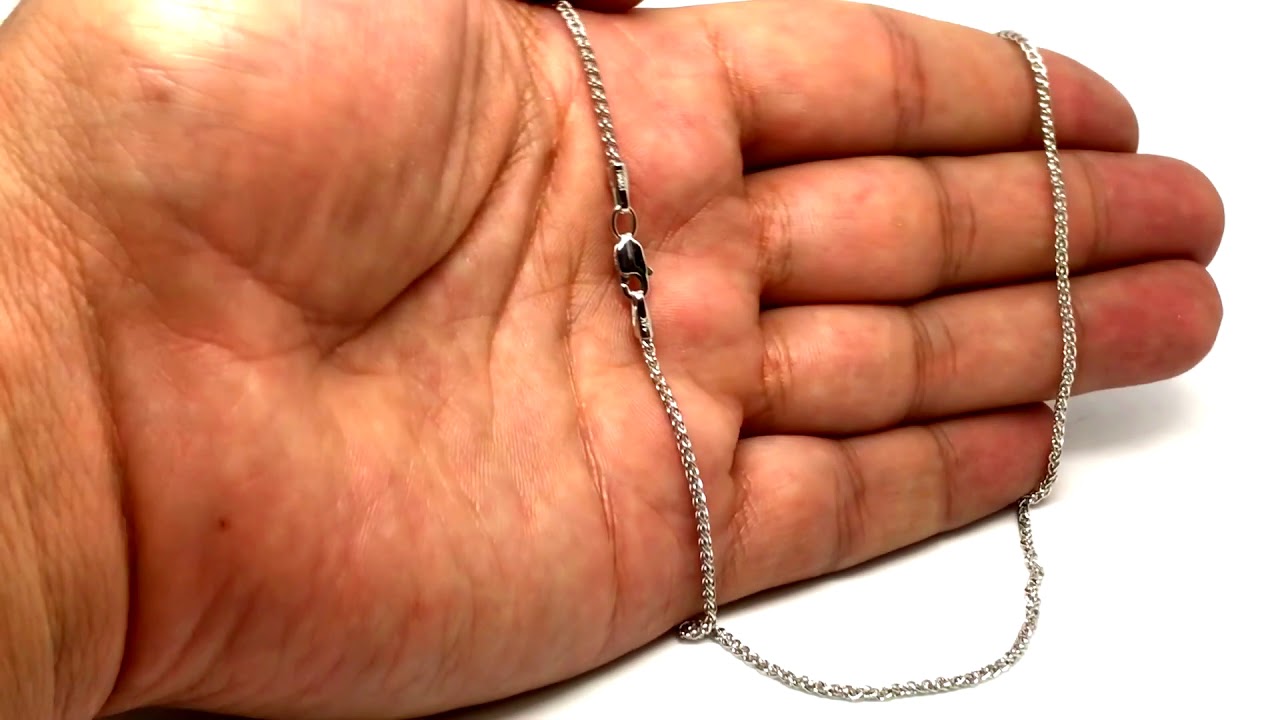 14k White Gold Round Wheat Chain 