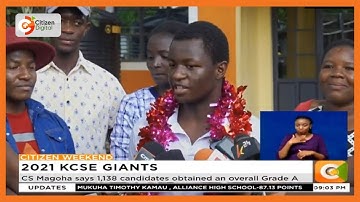 CS Magoha says 1,138 candidates obtained an overall Grade A in KCSE 2021