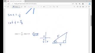 Finding All Trig Functions With Given Information