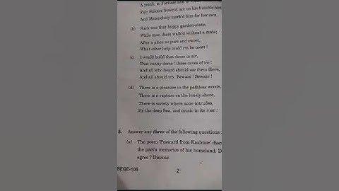 BEGE 106 Poetry Exam Questions