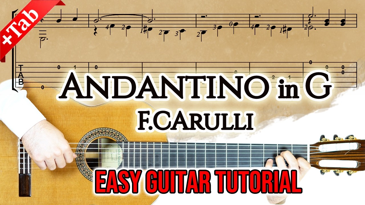 Andantino in G – F. Carulli | Easy Classical Guitar Lesson with +Slow Tabs