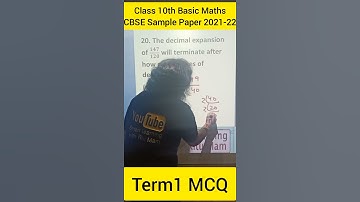CBSE Sample Paper 2021-22 | Class 10th basic maths Term1 MCQ #20