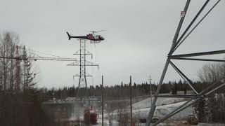 Hydro One at work . Transmissions lines installations