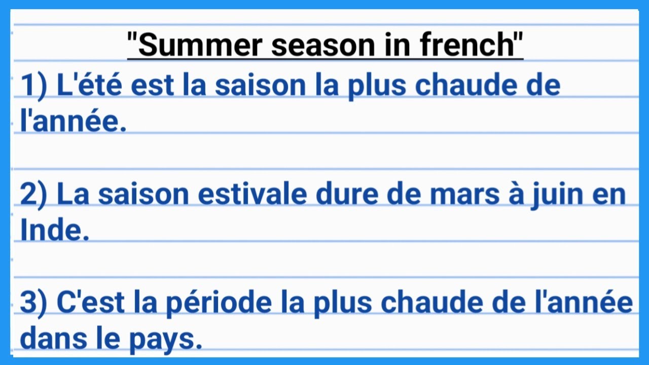 essay of summer season in french