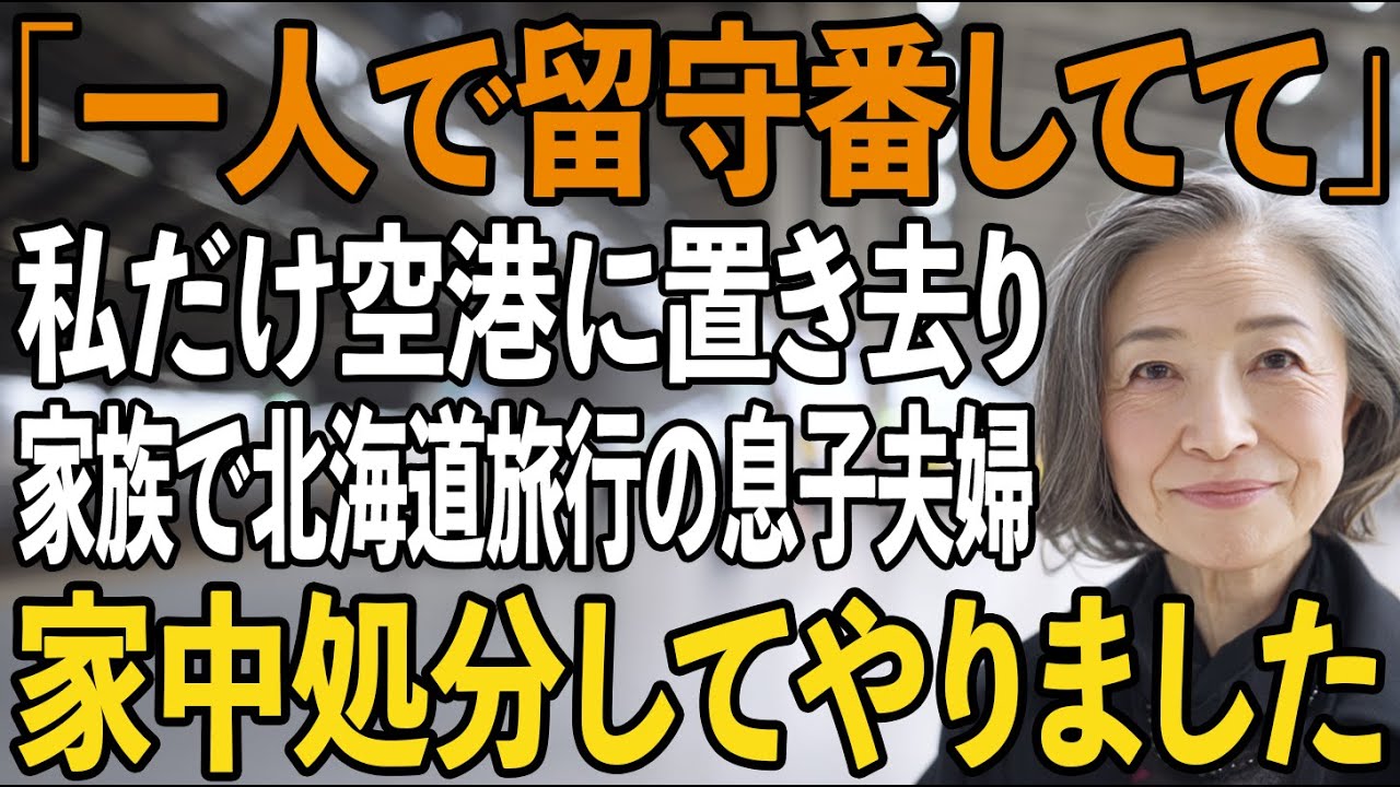 「母さんは一人で留守番してて」私だけ空港に置き去り、3泊4日の北海道旅行を楽しむ息子夫婦。留守番の私が全てを処分した末路【シニアライフ】【60代以上の方へ】