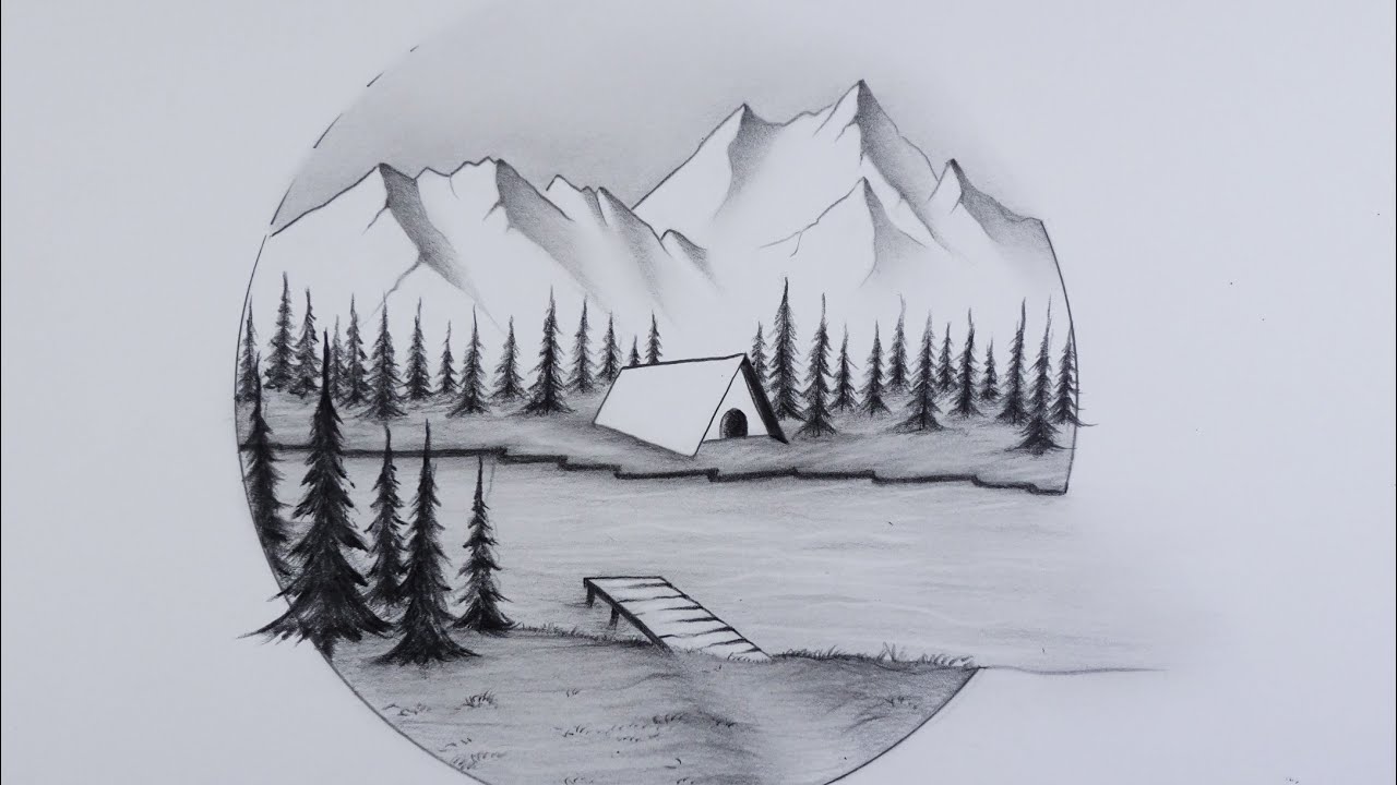 Nature drawing with pencil pencil sketch simple and easy scenery