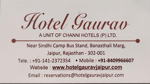 Hotel Gaurav Jaipur, Sindhi Camp, Banasthali Marg, Jaipur, Rajasthan 8409966607 Video Tour Hotel 🏨