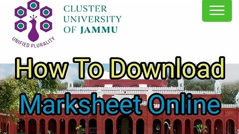 How To Download Marksheet UG Semester 1,2,3... ( Cluster University of Jammu )