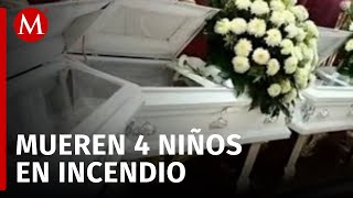 Dan último adiós a los 4 niños fallecidos en un incendio en Reynosa
