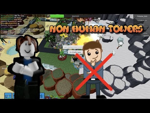 Non Human Towers Only Challenge Tower Defense Simulator Youtube - how to animate a non human in roblox