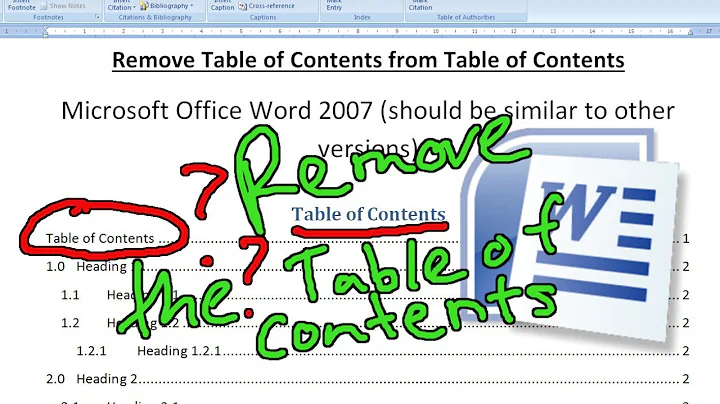 Remove the Table of Contents from the Table of Contents in Microsoft Office Word