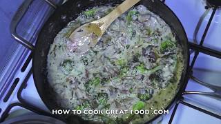 Easy Creamy Broccoli Mushroom Cheese Pasta Recipe