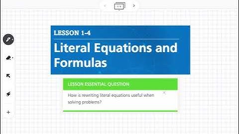 Literal Equations and Formulas (Lesson 1-4)