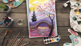 Урок ИЗО 4 класс. Японский пейзаж. Страна восходящего солнца. Праздник цветения сакуры