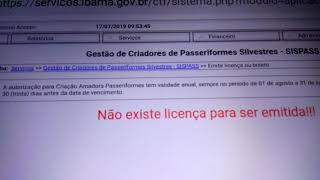 Aprenda como emitir licença ou boleto Criador amador de passeriformes.