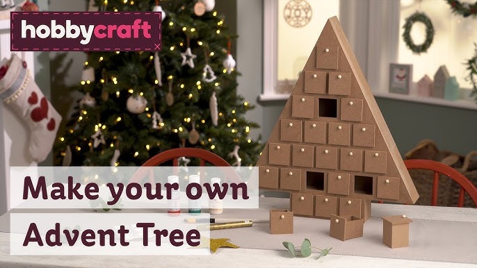 Advent calendar in the form of polystyrene foam Christmas tree