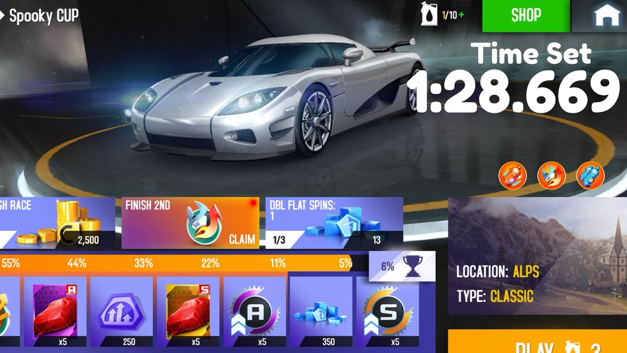 Asphalt 8 - Spooky Cup # 3 - Alps (1:28.669) FT Koenigsegg CCXR