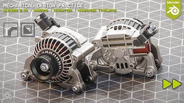 Modeling an Alternator for SUBD Practice in #b3d | Hard Ops, Boxcutter, Kit Ops | Timelapse
