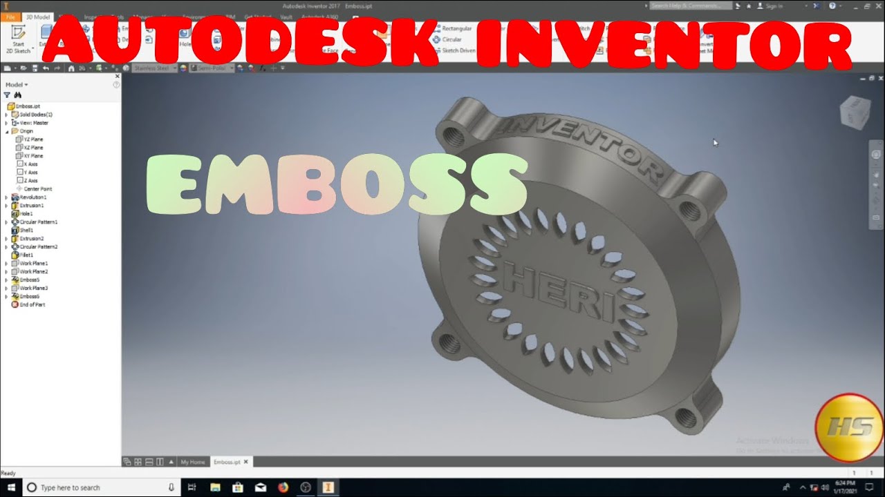 AUTODESK INVENTOR, TUTORIAL EMBOSS YouTube