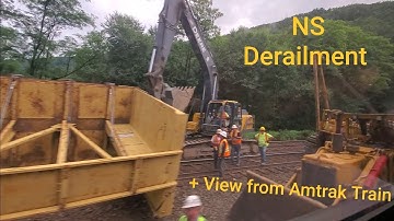 Amtrak ride around Horseshoe Curve with NS derailment footage.