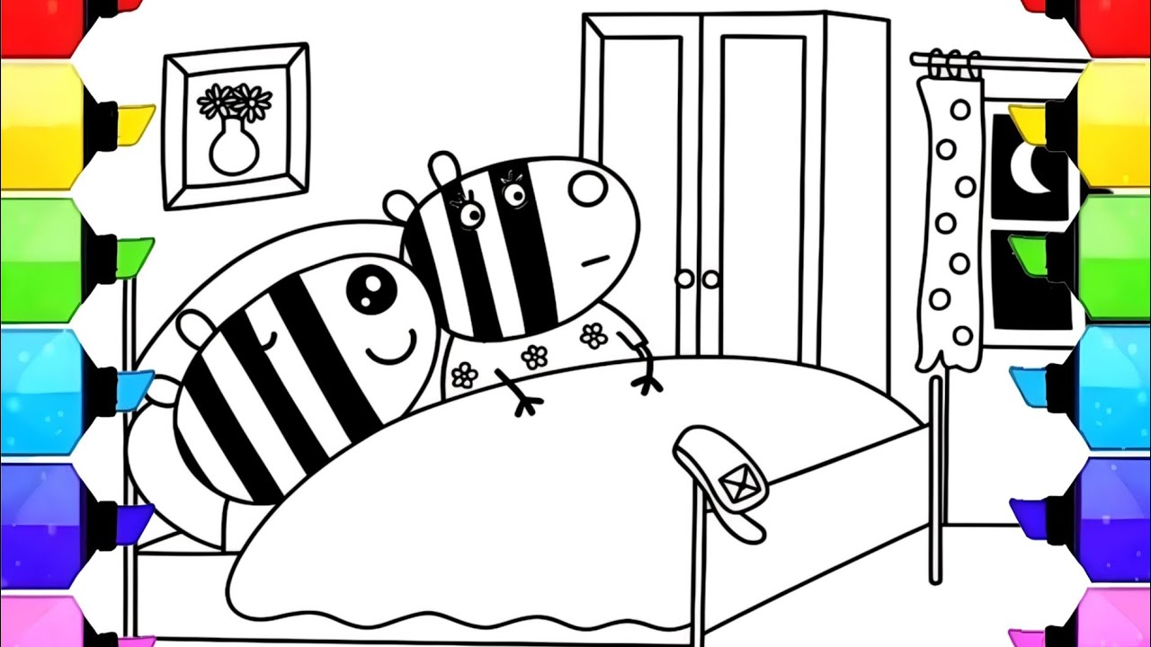 Mummy Zoe Zebra in the Bedroom Drawing Easy, Peppa Pig Drawing, Peppa ...