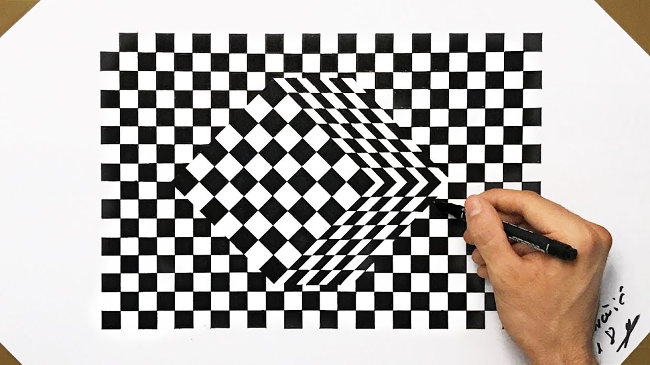 HARD 3D Cube Optical Illusion Drawing (How To Draw) Satisfying Video ...