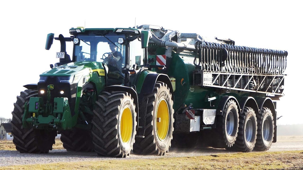John Deere 8R 370 in the field laying manure w/ Samson PG II 25 and helping out at sugarbeet harvest