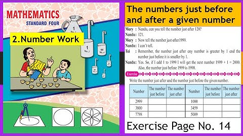 Std.4th Mathematics【The numbers just before and just after a given number】Exercise Page no.14