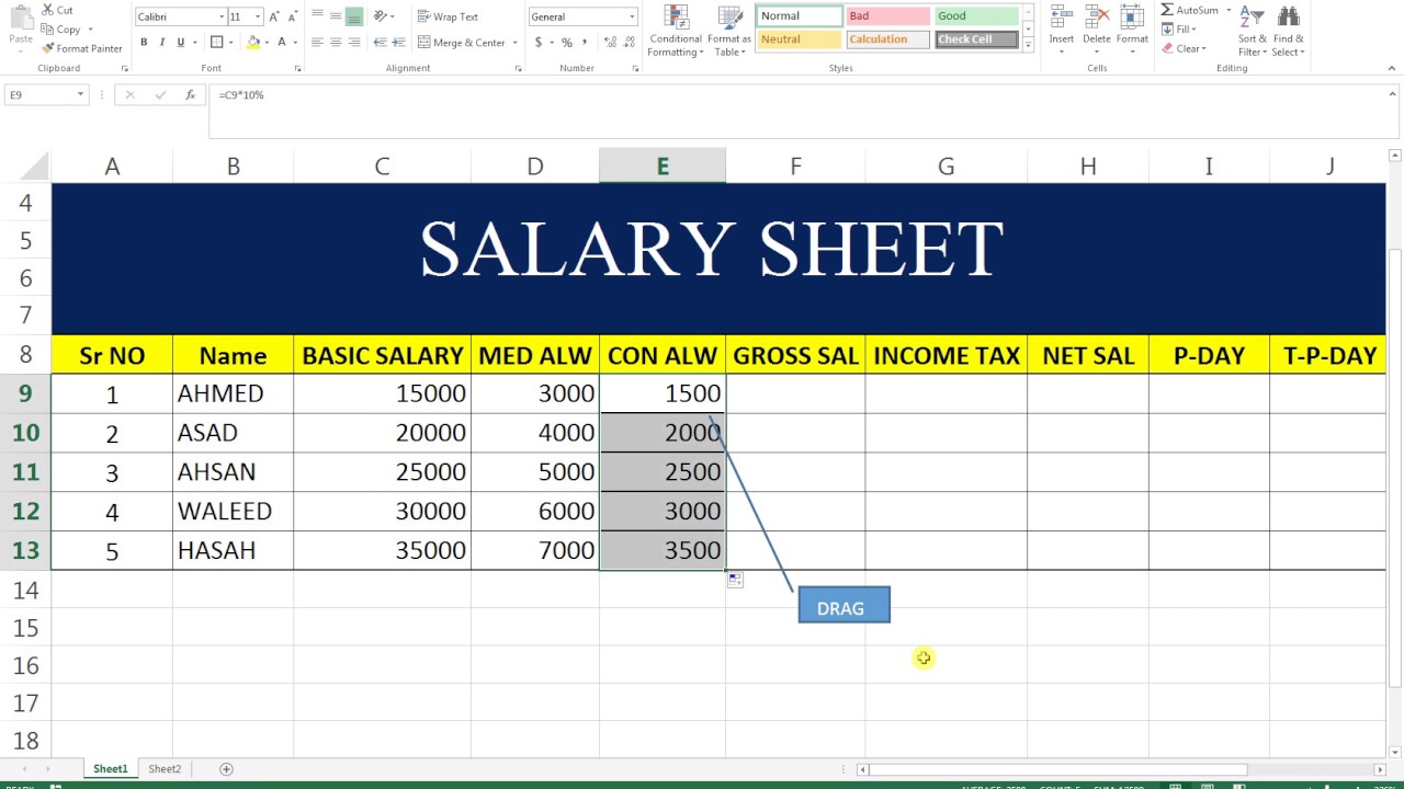 basic-excel-sheet-2-salary-sheet-youtube