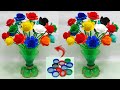 प्लास्टिक बोतल और ढ़क्कन से गुलदस्ता बनाने का आसान तरीका/Easy Plastic bottle&Caps Guldasta Craft idea