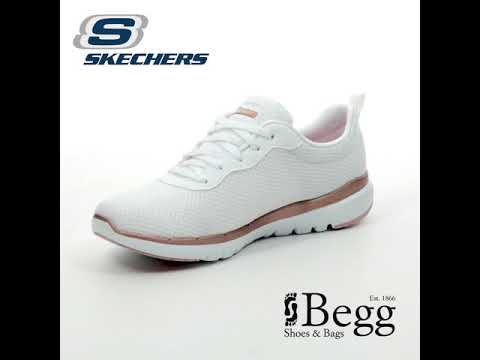 skechers white and rose gold