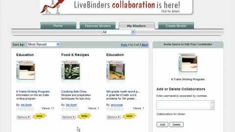 Collaboration in LiveBinders