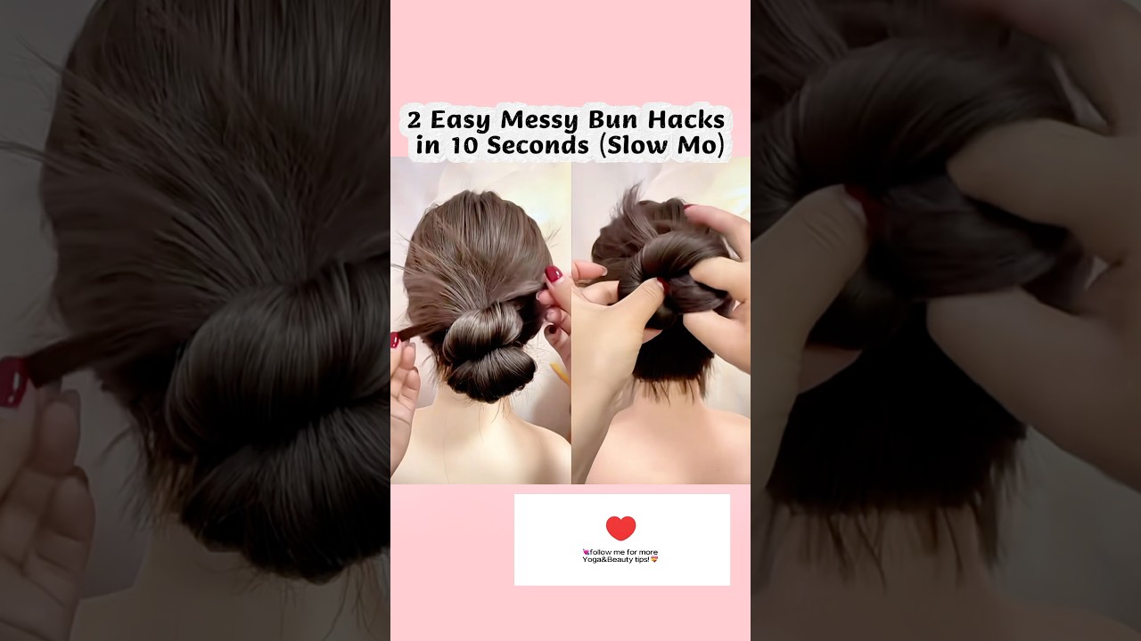 2 Easy Messy Bun Hacks in 10 Seconds (Slow Mo)