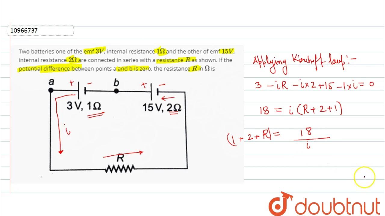 Two batteries one of the emf `3V`, internal resistance `1Omega` and the