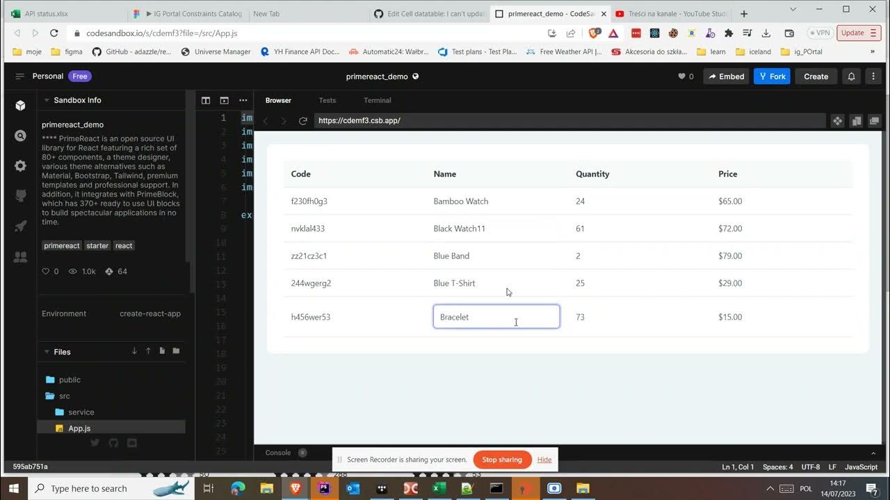 Prime react data table issue comment - YouTube