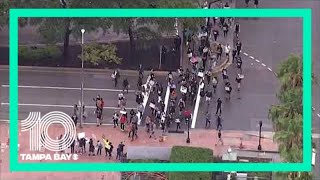 Sky 10 live over george floyd protest in tampa