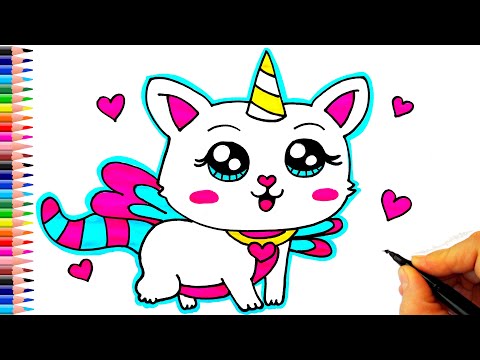 Sevimli Unicorn Kedi Çizimi - Unicorn Kedi Nasıl Çizilir? - How To Draw a Catcorn