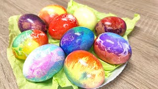 Easter eggs, bright and beautiful with crepe paper