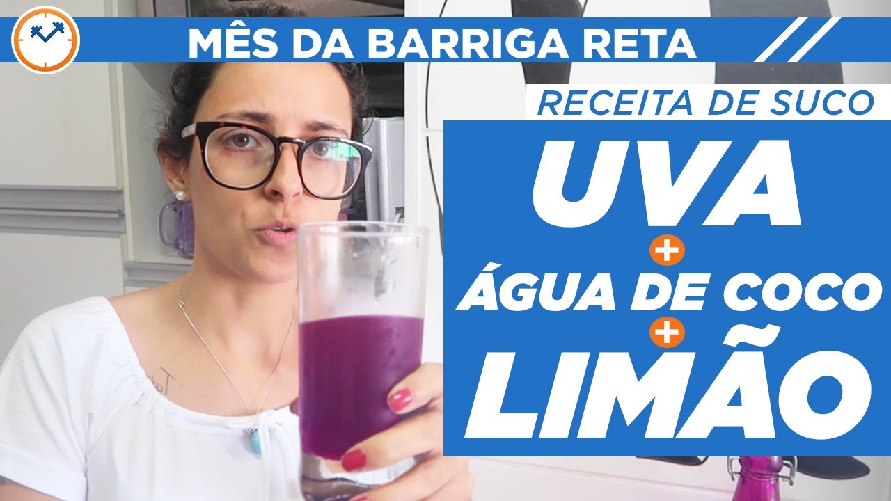 🍇 RECEITA DE SUCO SAUDÁVEL: UVA, LIMÃO E ÁGUA DE COCO 🍋 | #MêsDaBarrigaReta | Suco para Desinchar perder barriga en un mes