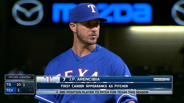 TB@TEX: Arencibia pitches a scoreless inning vs. R...