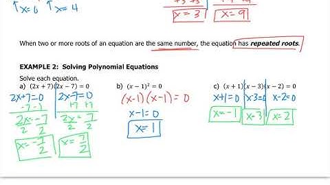 Algebra - 7.4 Solve polynomial equations in factored form